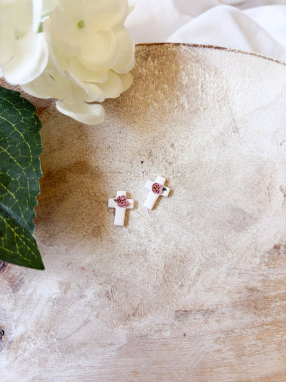 Floral Cross Studs