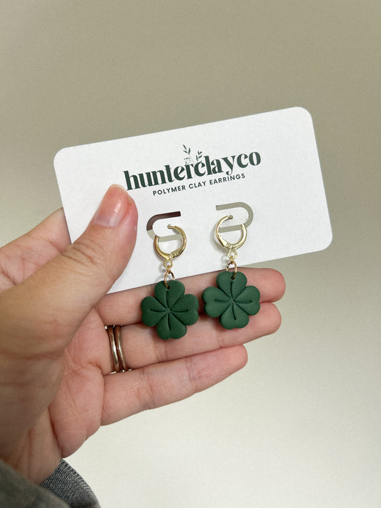 Lucky Clover Huggie Earrings