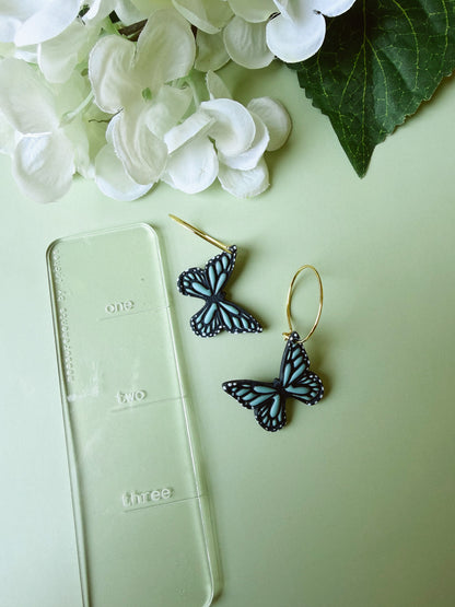 Blue Butterfly Hoops