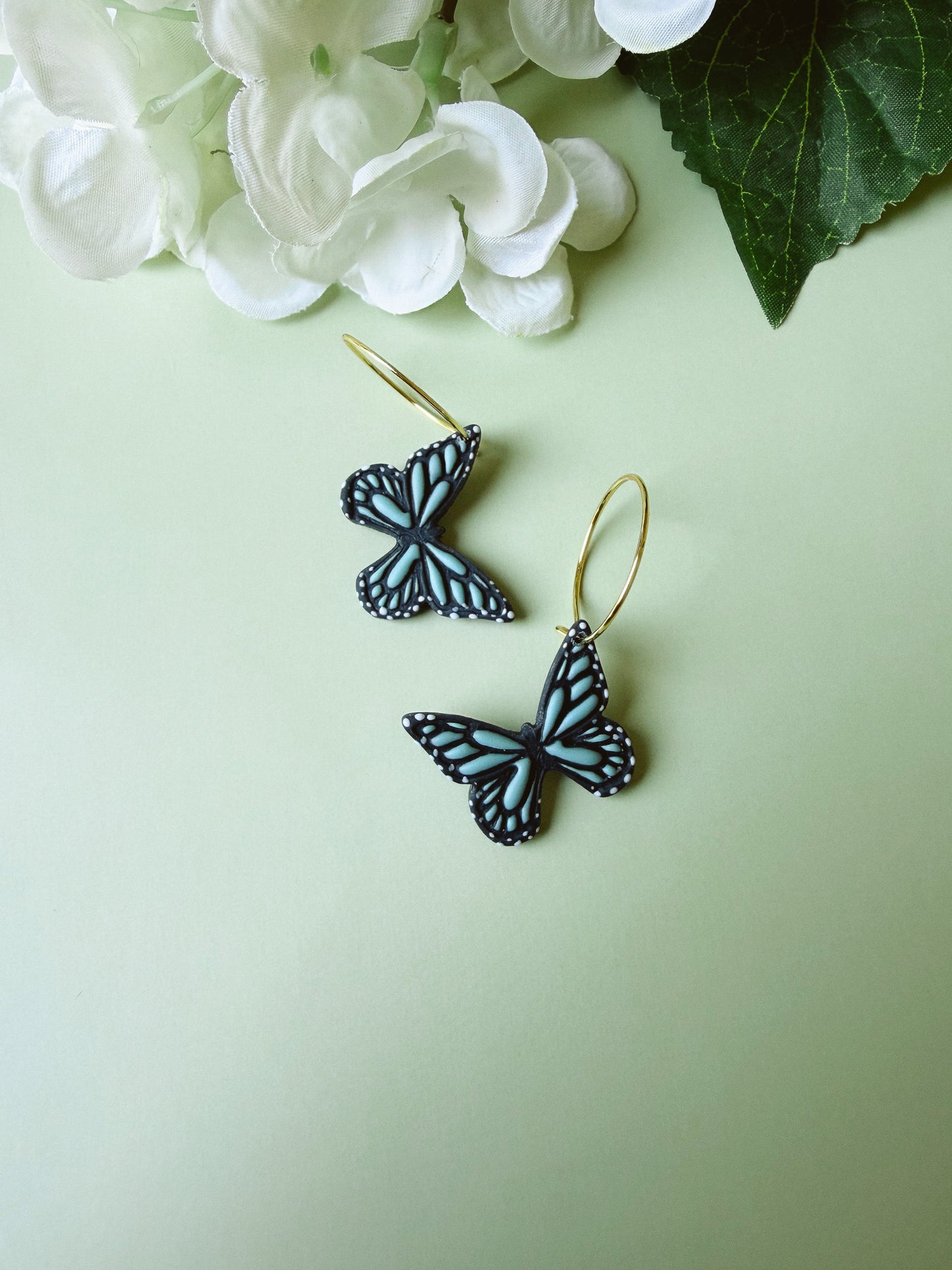 Blue Butterfly Hoops