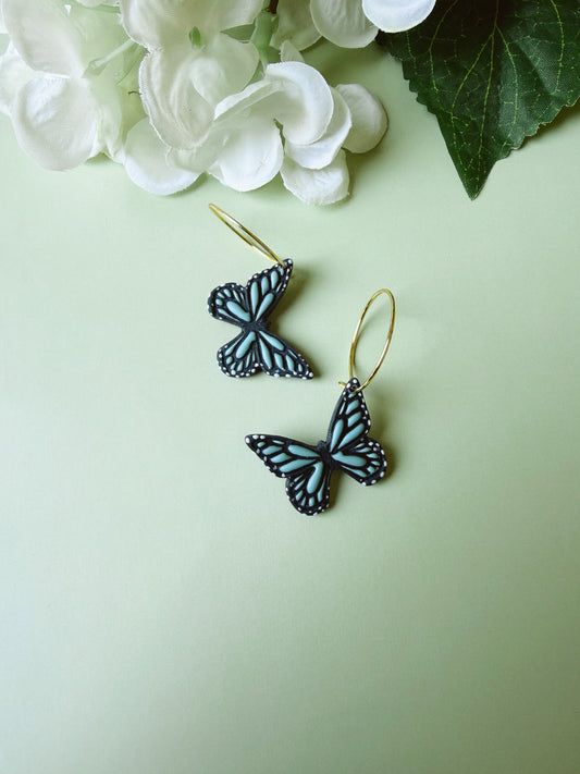 Blue Butterfly Hoops