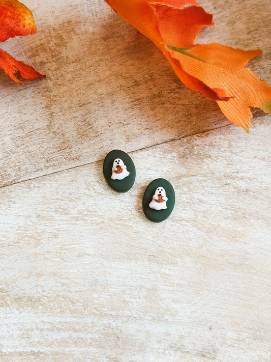 Pumpkin Ghost Studs