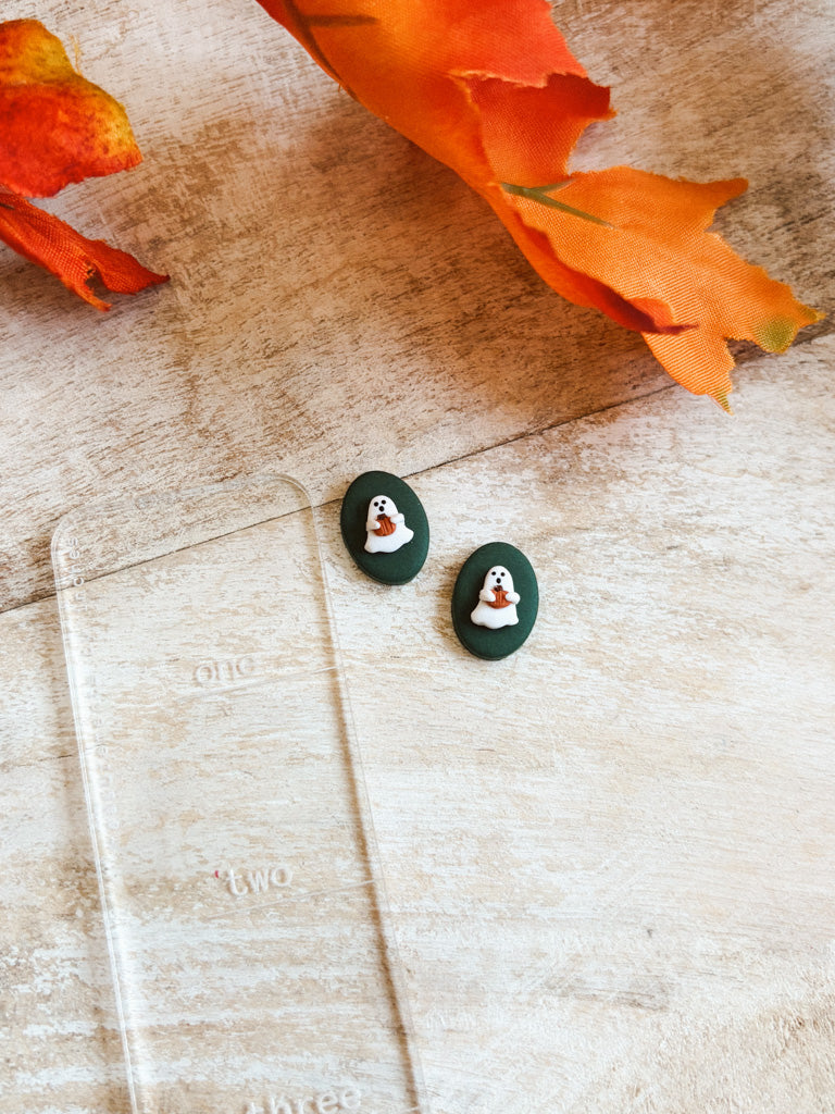 Pumpkin Ghost Studs