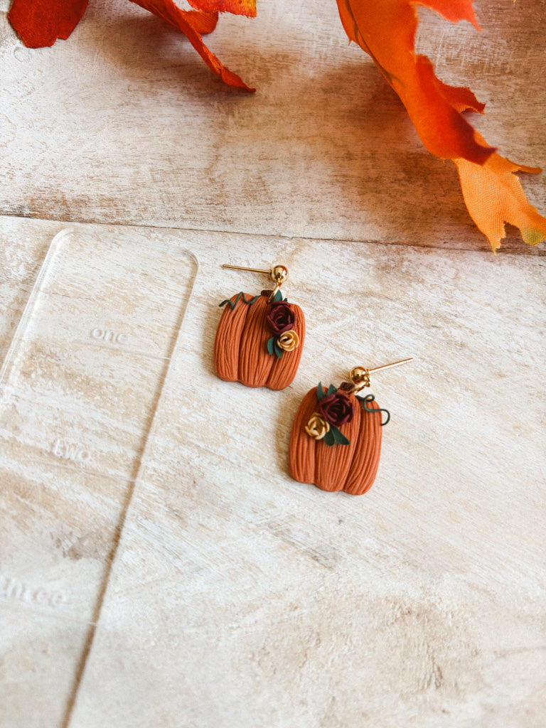 Floral Pumpkin Dangles