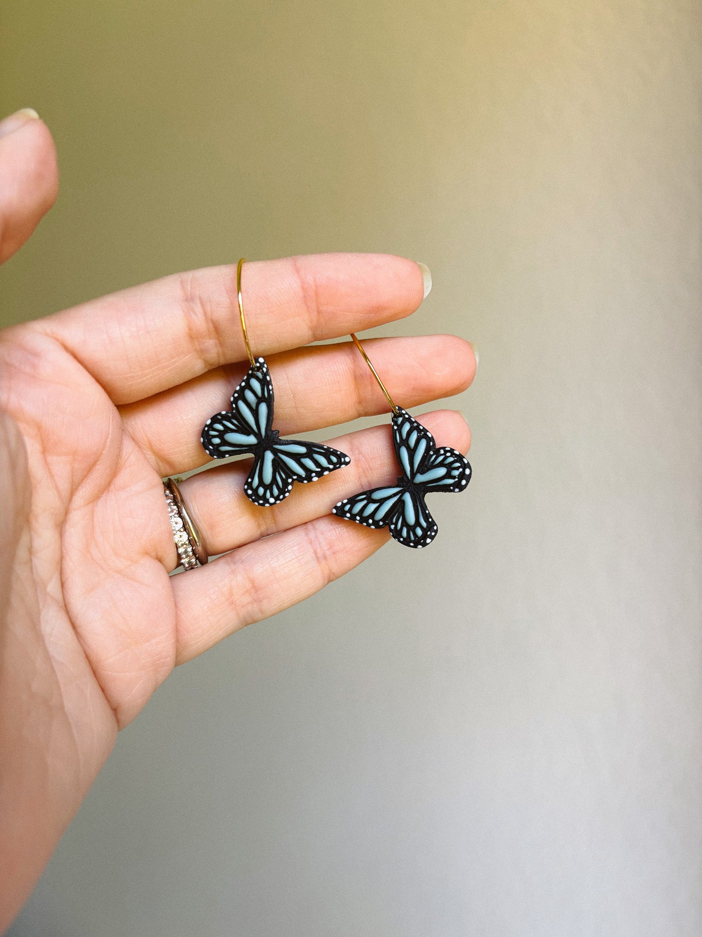 Blue Butterfly Hoops